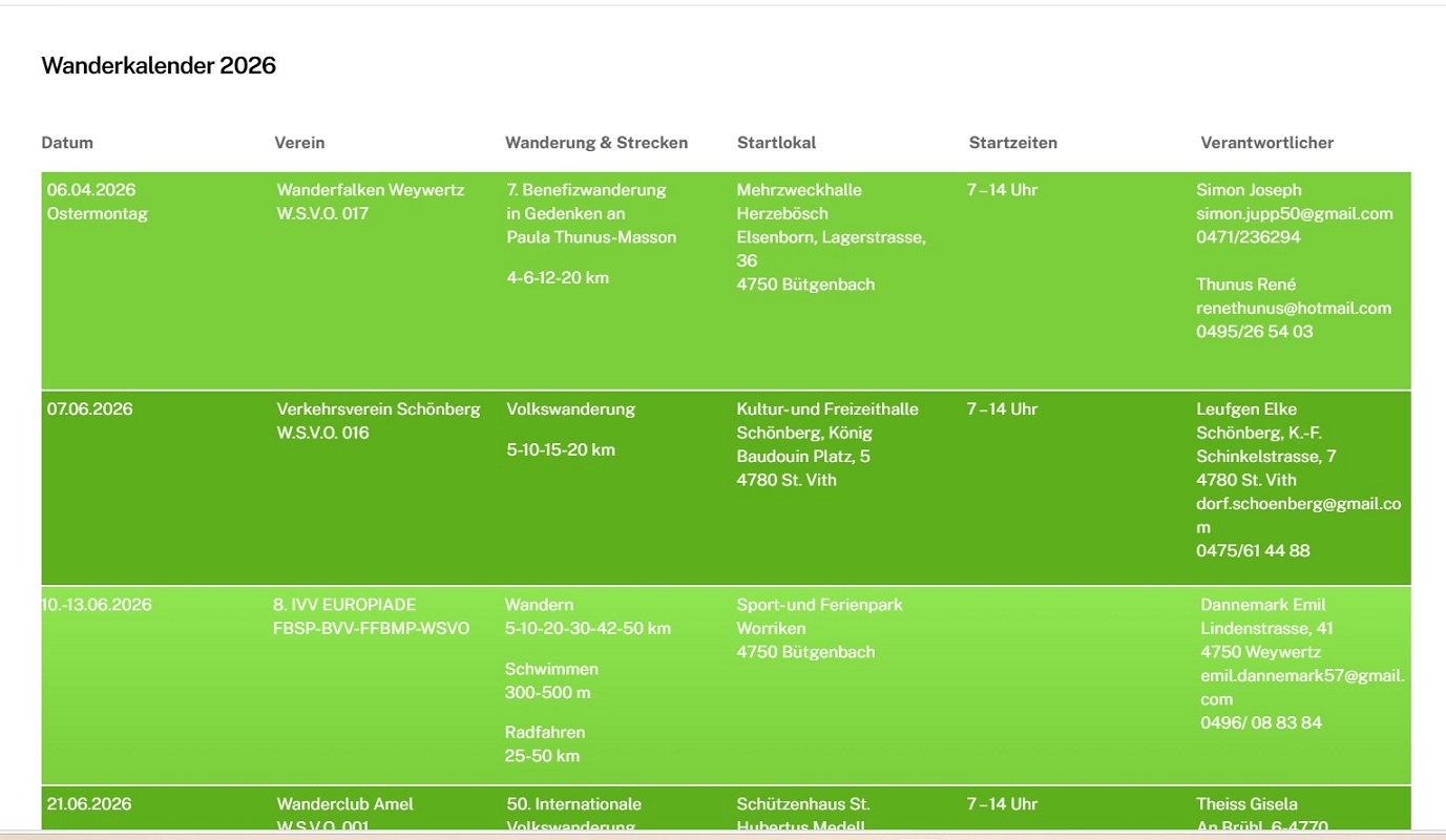 calendrier wsvo